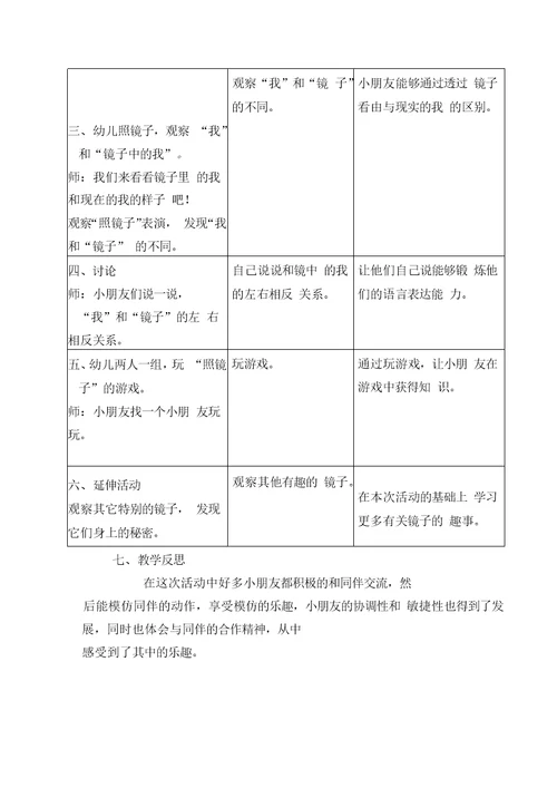 社会活动教案：镜子里的好朋友