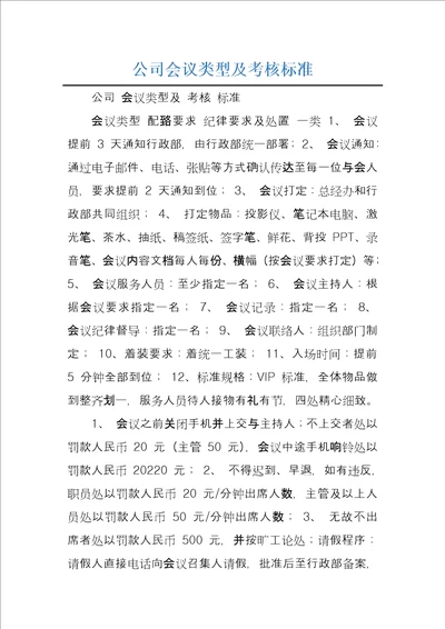 公司会议类型及考核标准