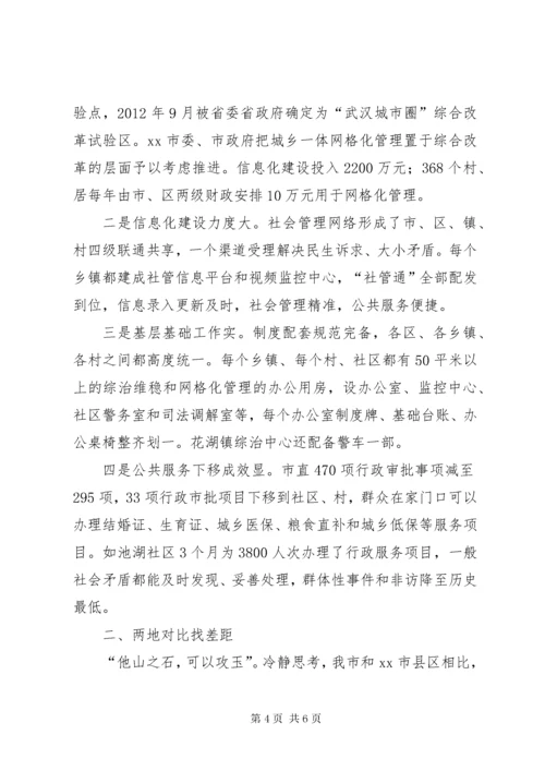 最新精编之赴XX市城乡一体网格化管理考察报告.docx