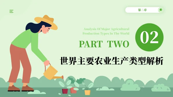 绿色插画风全球农业生产类型PPT模板