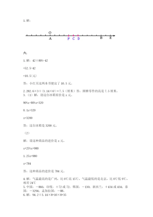 人教版数学六年级下册试题期末模拟检测卷附参考答案（综合题）.docx