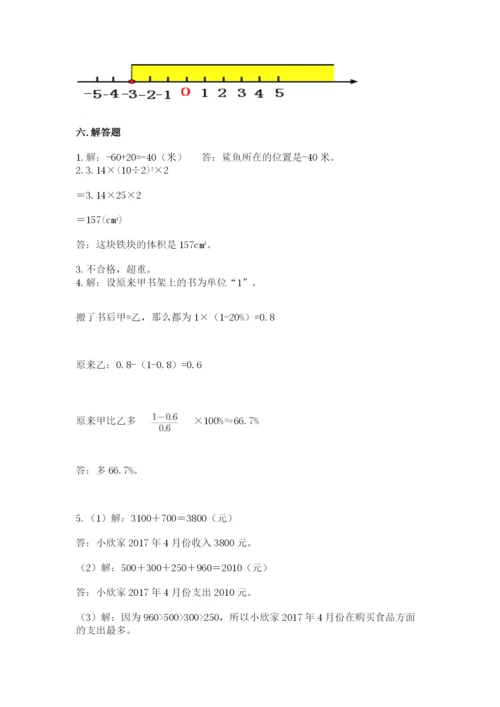 人教版六年级下册数学期末测试卷及答案【名师系列】.docx