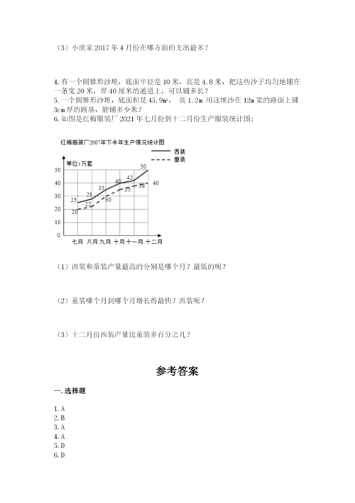 冀教版小学六年级下册数学期末检测试题及参考答案【满分必刷】.docx