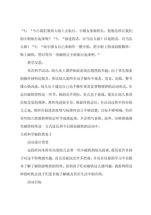 大班科学磁铁教案