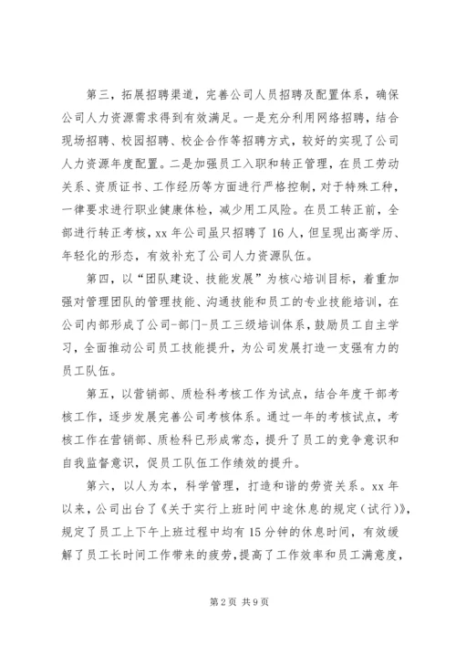 人力专员述职报告的范文.docx