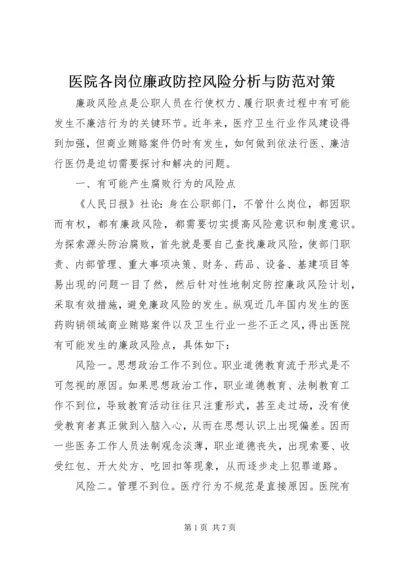 医院各岗位廉政防控风险分析与防范对策.docx