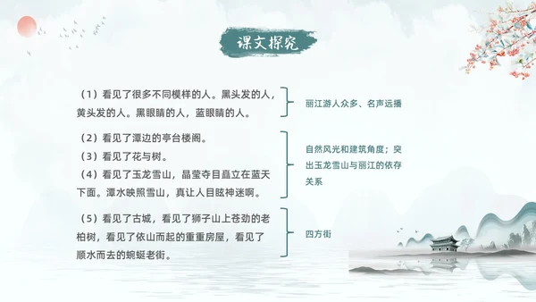蓝色古风水墨一滴水经过丽江语文课堂教学PPT语文课件