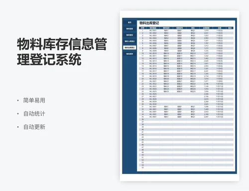物料库存信息管理登记系统