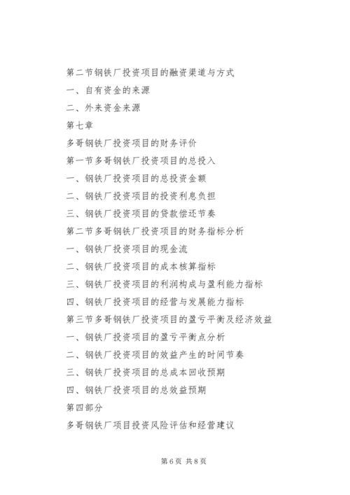 多哥钢铁厂项目投资可行性报告.docx