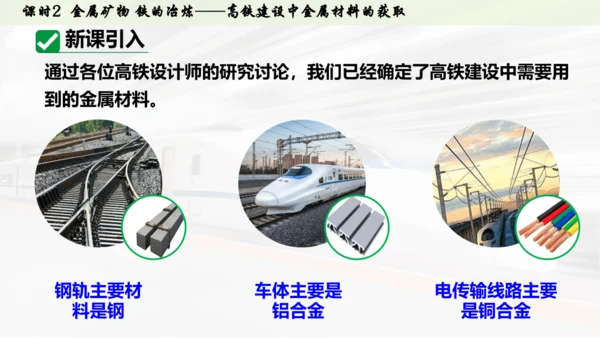 （大单元主题情境课件）第八单元  金属与金属材料课时2 金属矿物 铁的冶炼(主题情境：高铁建设中金属