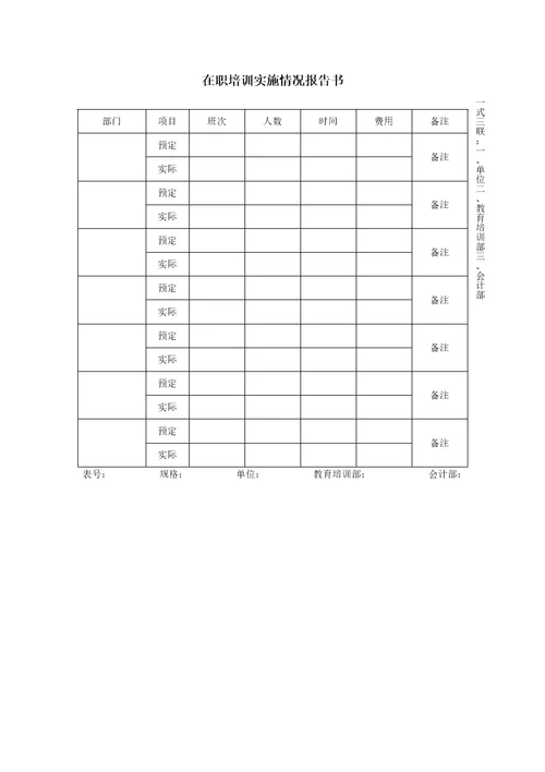 在职培训实施情况报告书