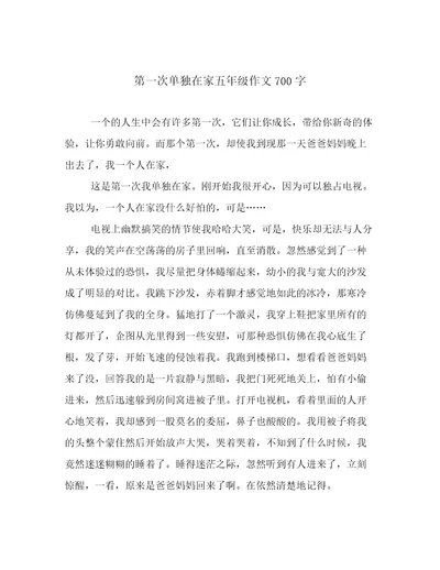 第一次单独在家五年级作文700字