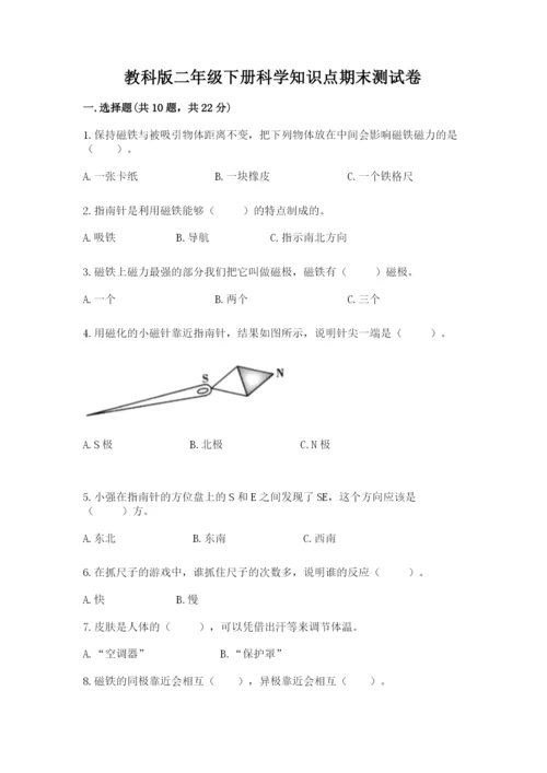 教科版二年级下册科学知识点期末测试卷（精品）.docx