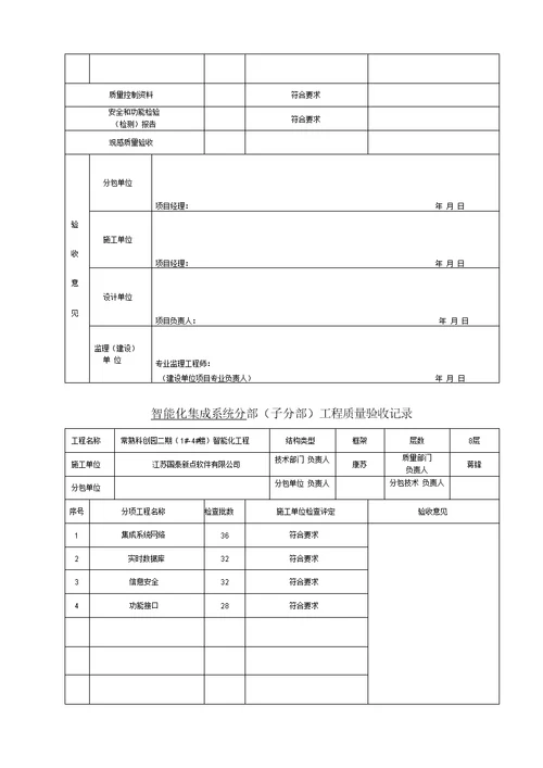 智能化工程质量验收记录