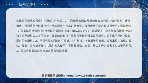 蓝色鎏金风烫金高级大气沉稳势在必燃工作总结PPT模板