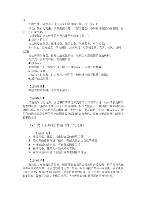 大班科学活动教案40篇反思