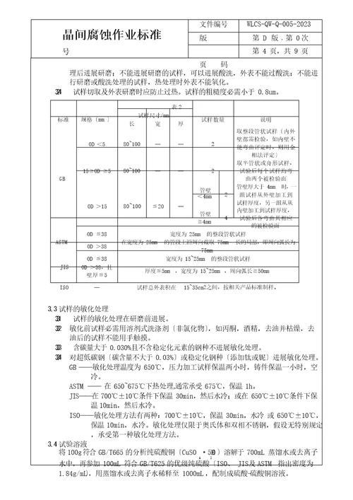 晶间腐蚀试验操作规程