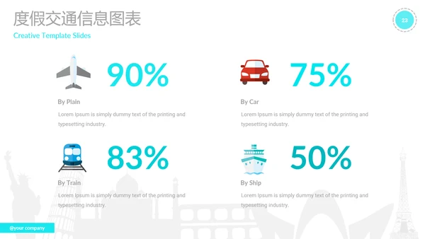 清新卡通旅行度假旅行社宣传旅游PPT模板
