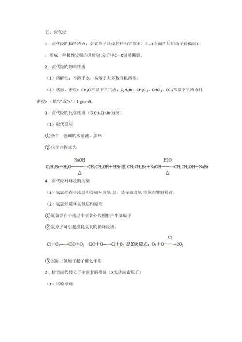 2023年新版高中化学选修知识点总结烃和卤代烃.docx