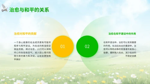 绿黄清新大气世界和平日宣传PPT模板
