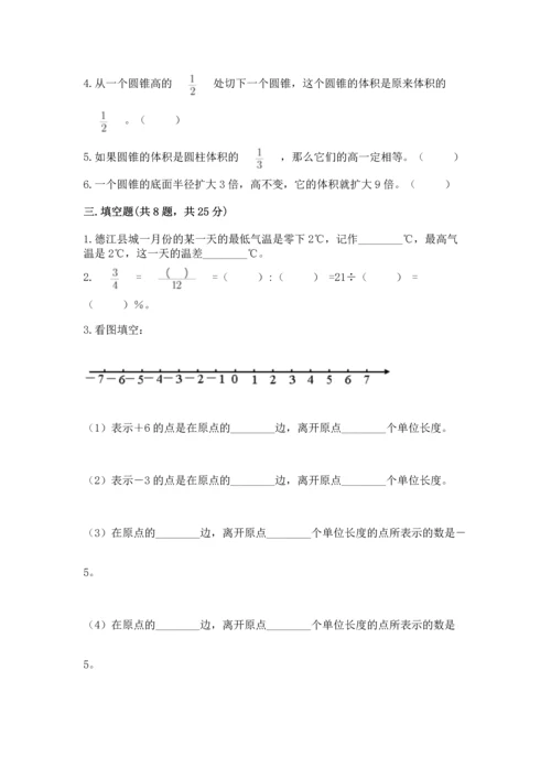 人教版六年级下册数学期末测试卷及参考答案【新】.docx