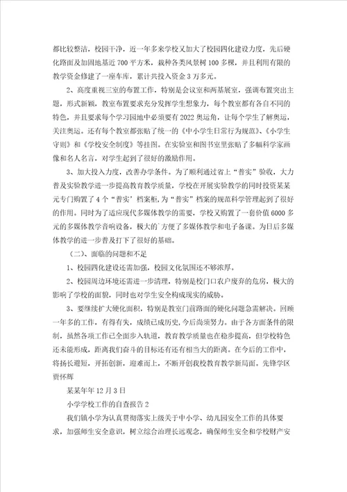 小学学校工作的自查报告9篇
