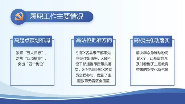 蓝色大气党建党支部述职报告动态PPT