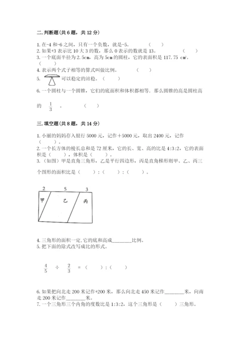 新平彝族傣族自治县六年级下册数学期末测试卷完整答案.docx