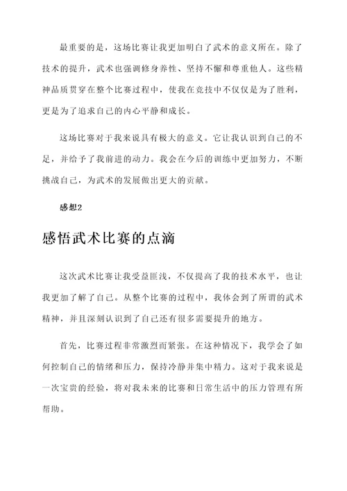 武术赛后的感想