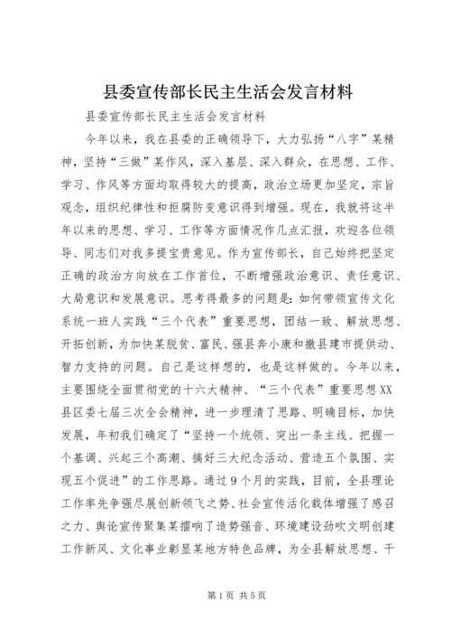 县委宣传部长民主生活会发言材料 (6).docx