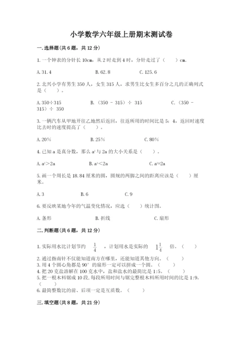 小学数学六年级上册期末测试卷含完整答案【有一套】.docx