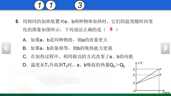 人教版 初中物理 九年级 月考检测卷（一） 5 习题课件（31张PPT）（13章--14章）