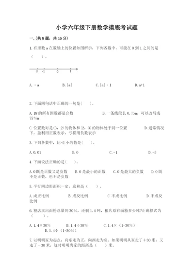 小学六年级下册数学摸底考试题含答案【a卷】.docx