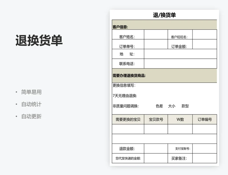退换货单