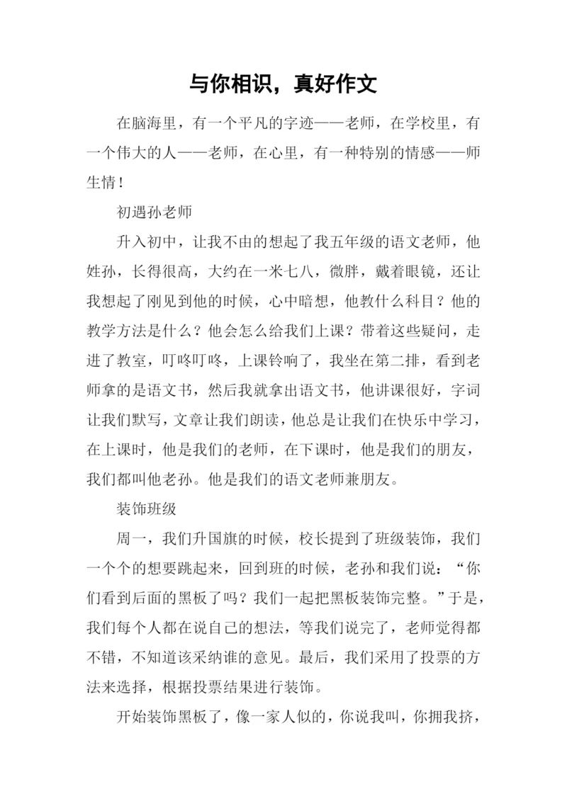 与你相识-真好作文.docx