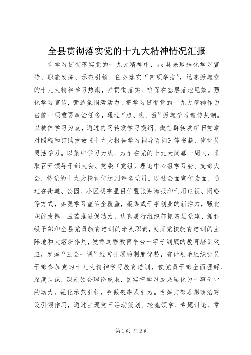 全县贯彻落实党的十九大精神情况汇报.docx