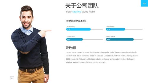 简洁蓝色创意设计公司简介商务PPT模板