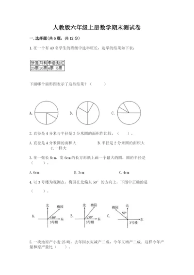 人教版六年级上册数学期末测试卷及答案1套.docx