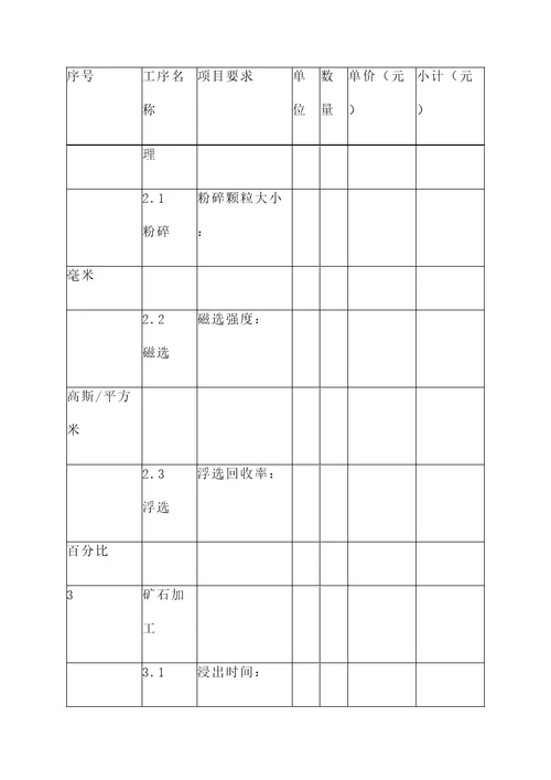 矿山中文报价单