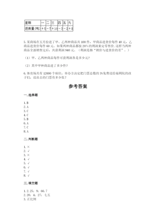 小学六年级下册数学期末卷附答案（巩固）.docx