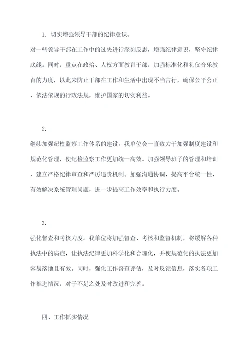 纪检监察整改工作报告
