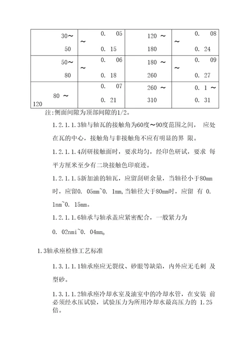 轴与轴承检修工艺标准