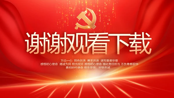 红色党建党支部党员大会工作总结动态PPT