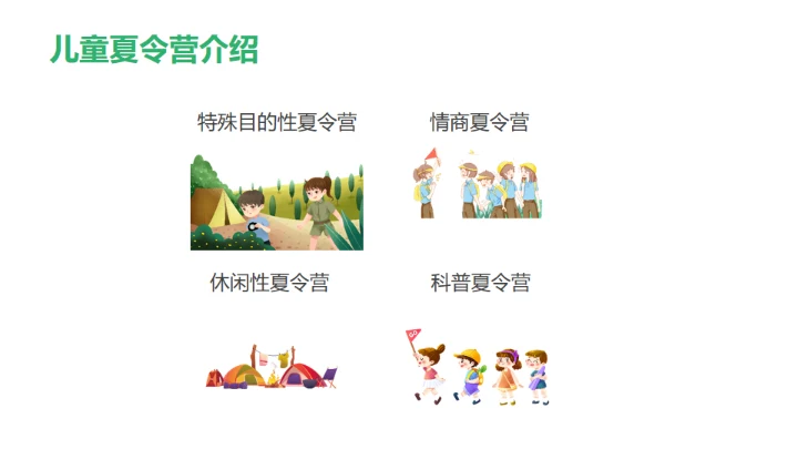 儿童夏令营活动策划方案通用PPT模板