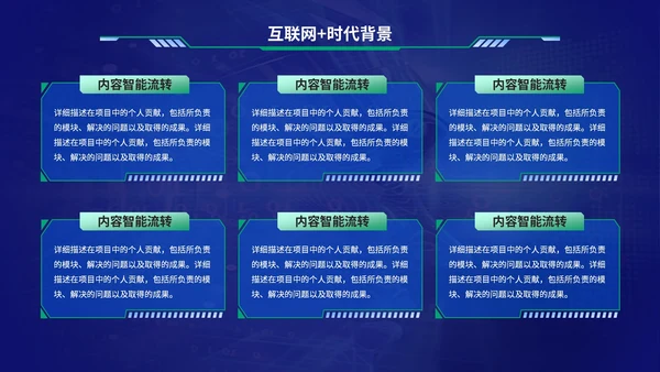 蓝色科技风互联网+时代的商业模式PPT模板