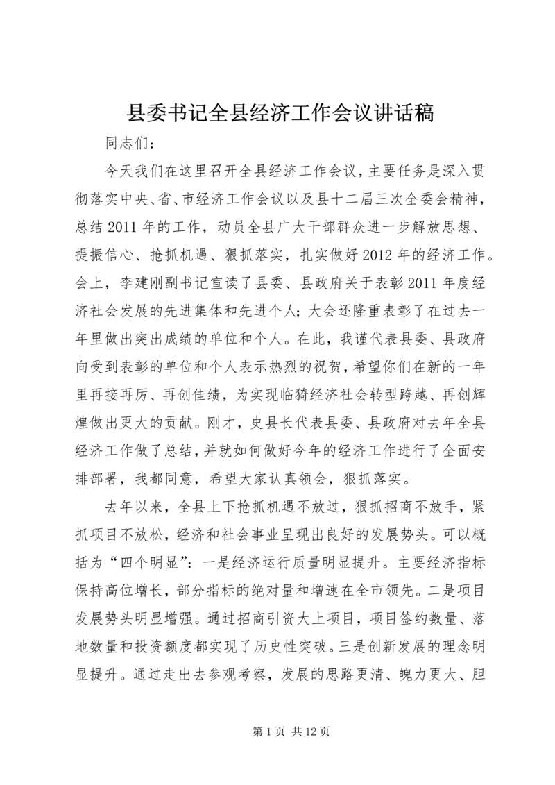 县委书记全县经济工作会议讲话稿.docx