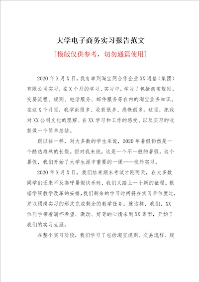 大学电子商务实习报告范文