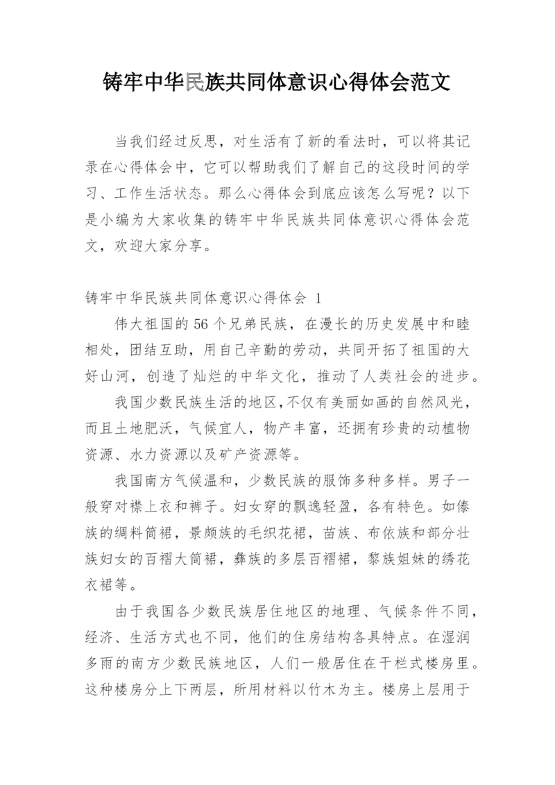 铸牢中华民族共同体意识心得体会范文.docx