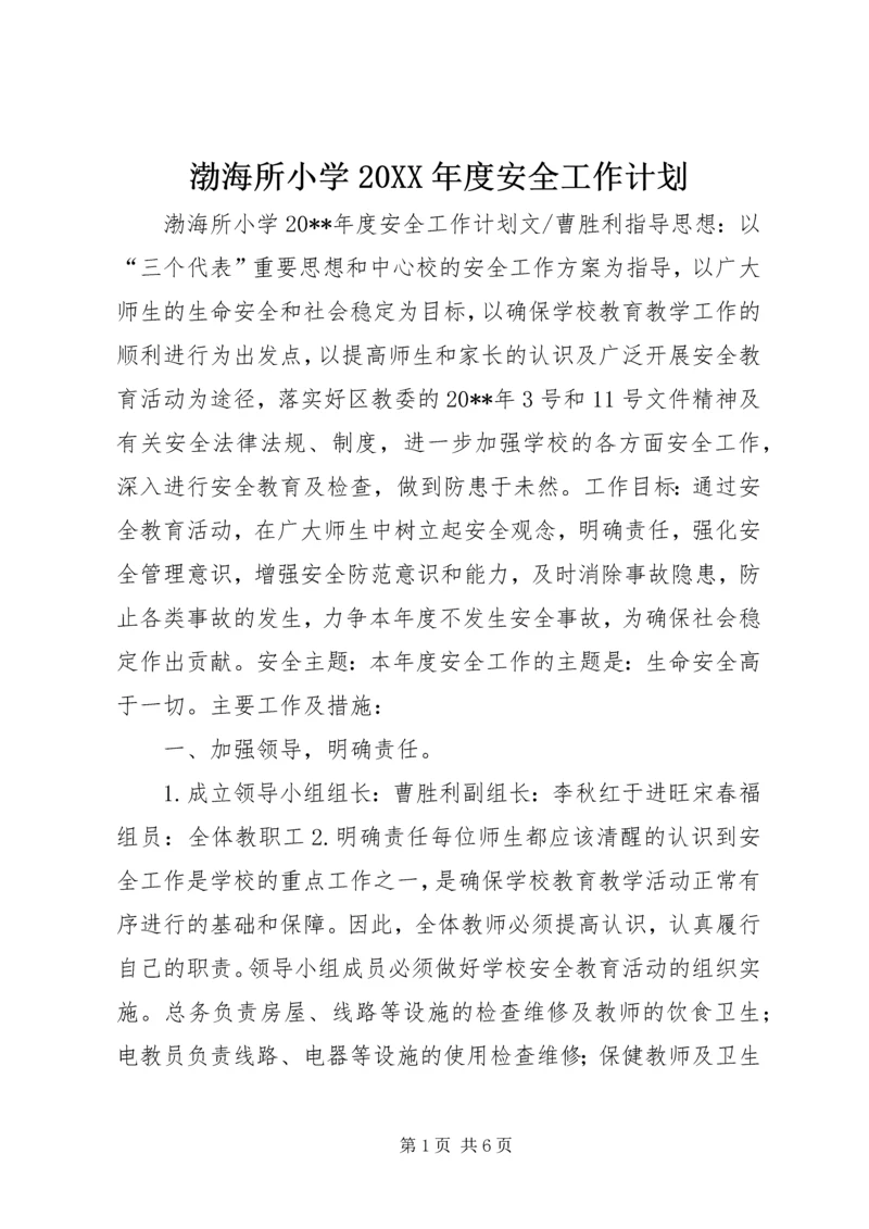 渤海所小学20XX年度安全工作计划.docx