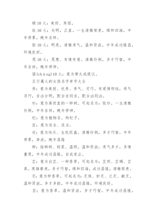 起名五行属火的字寓意大全.docx